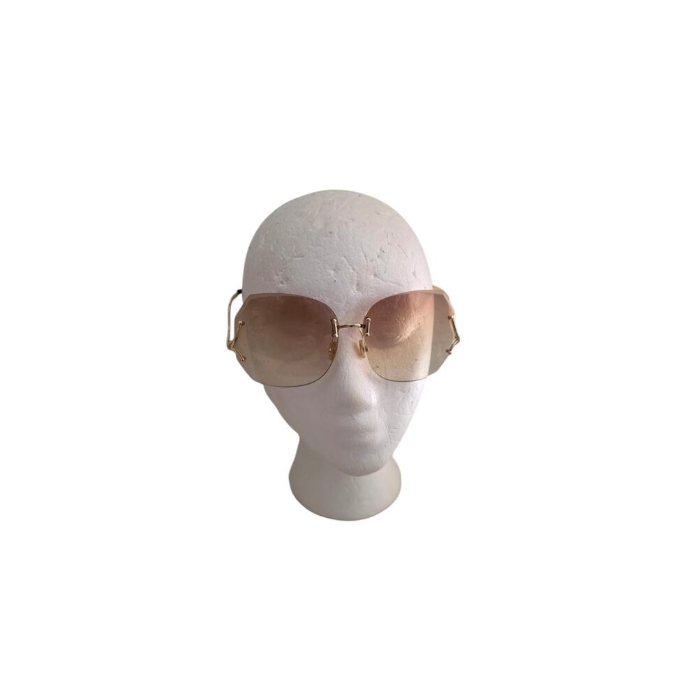 New Jackie O Sunglasses Brown Sunnies Gold Oversized Rimless Butterfly Gradient - Picture 4 of 9